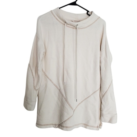 Soft Surroundings Tops - Soft Surroundings Cream Textured Cotton Funnel Neck Tunic Top Medium Petite